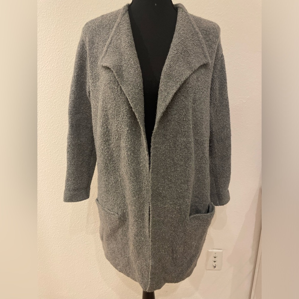 LOFT Marled Grey Wool-blend Open Sweater Coat Cardigan Duster - Size XS/S